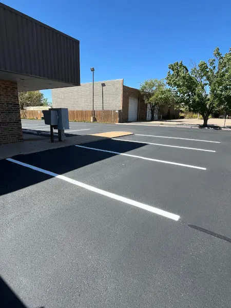 Parking lot with new strips