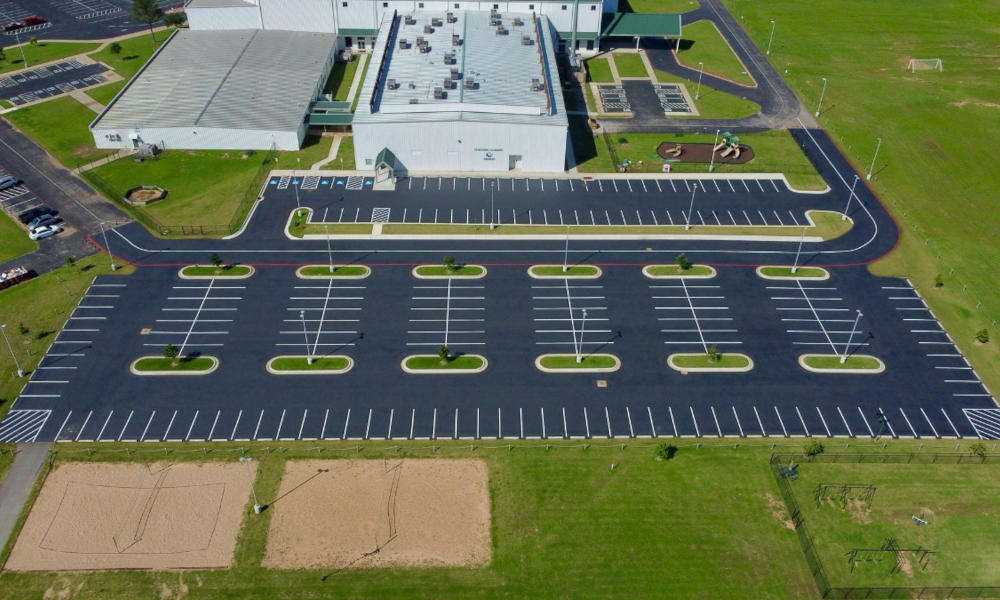 areal view of Evergreen Baptist Church parking lot