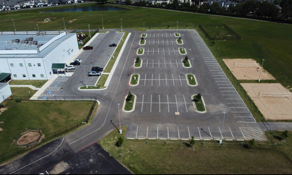 Evergreen Baptist Church parking lot before