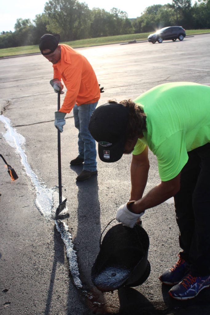 Mastic Asphalt crack sealing. 